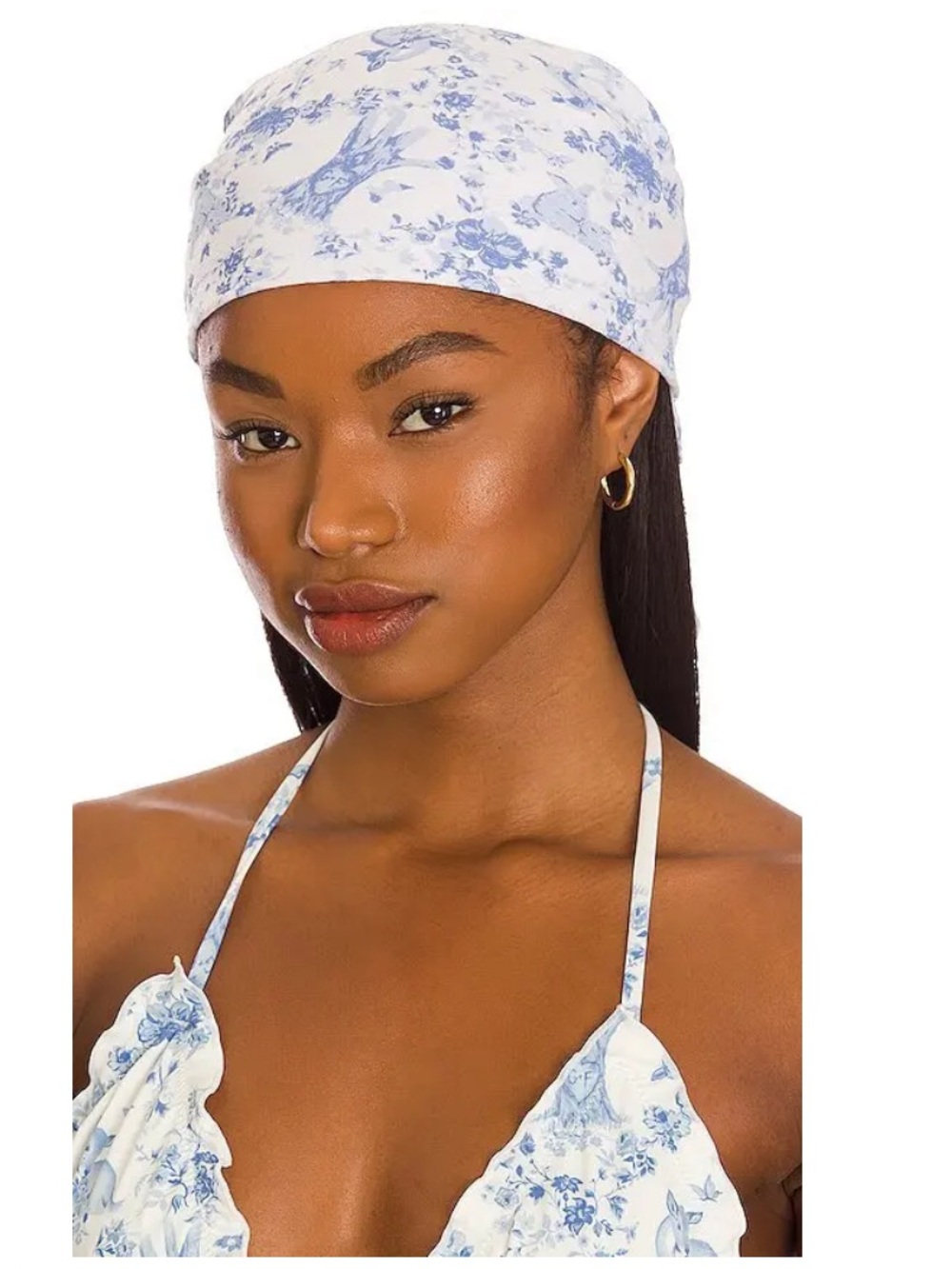 💙 Frankie's Bikinis Gigi Hadid Fawn Heidi Cotton Gauze Bandana Head Scarf Sarong - Picture 2 of 16